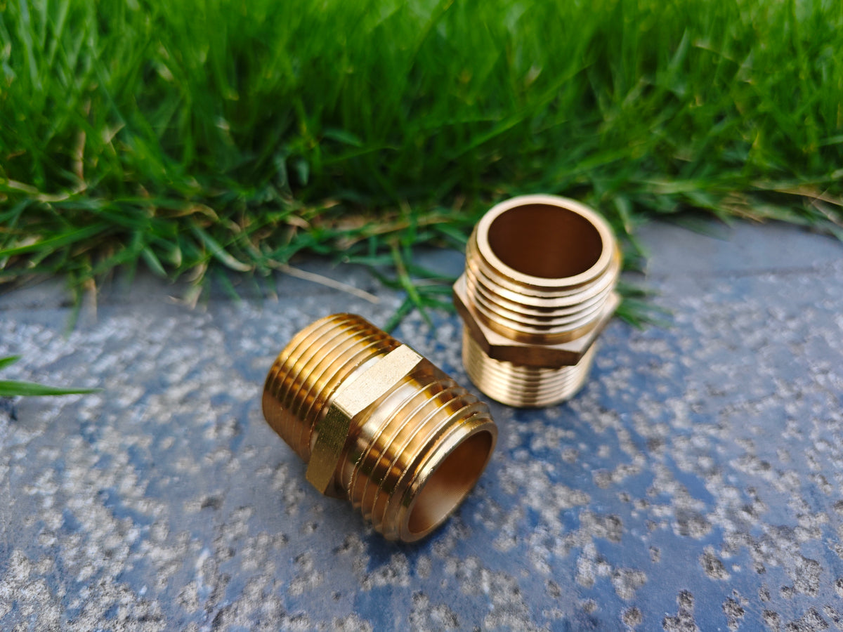 Brass NPT to GHT adapter used for outdoor faucet and water pump