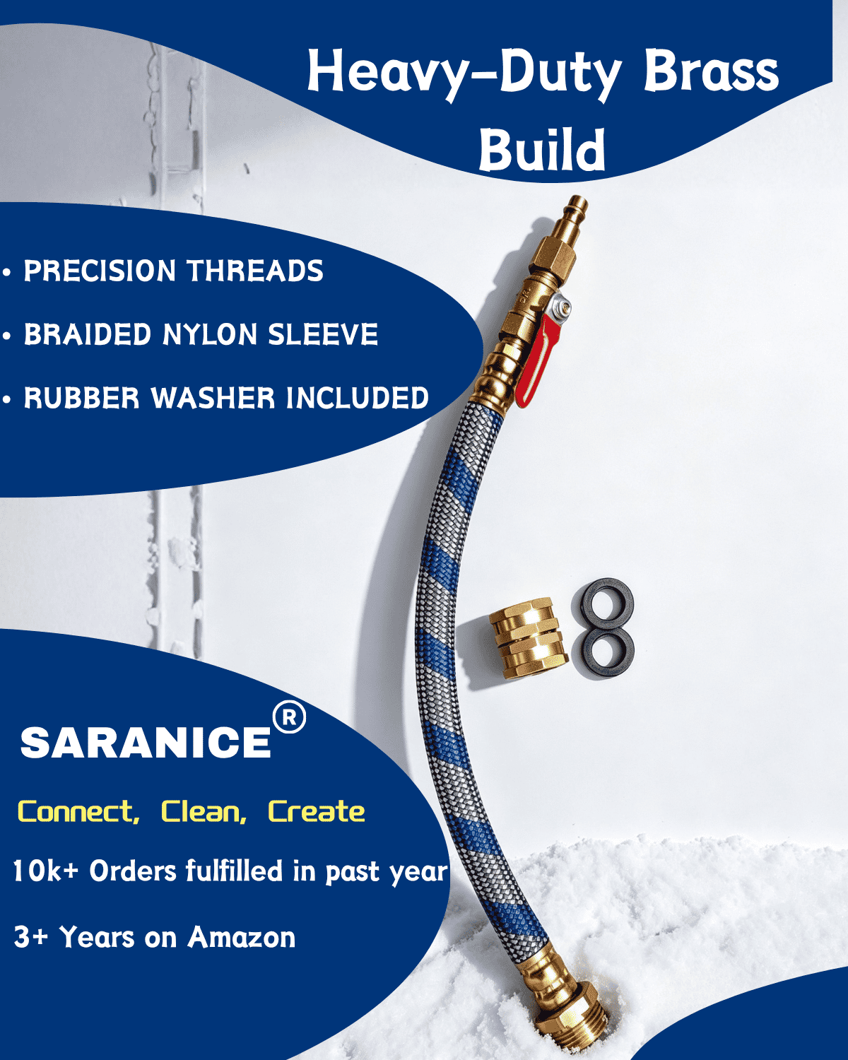 RV winterizing kit dimensions and connection type diagram