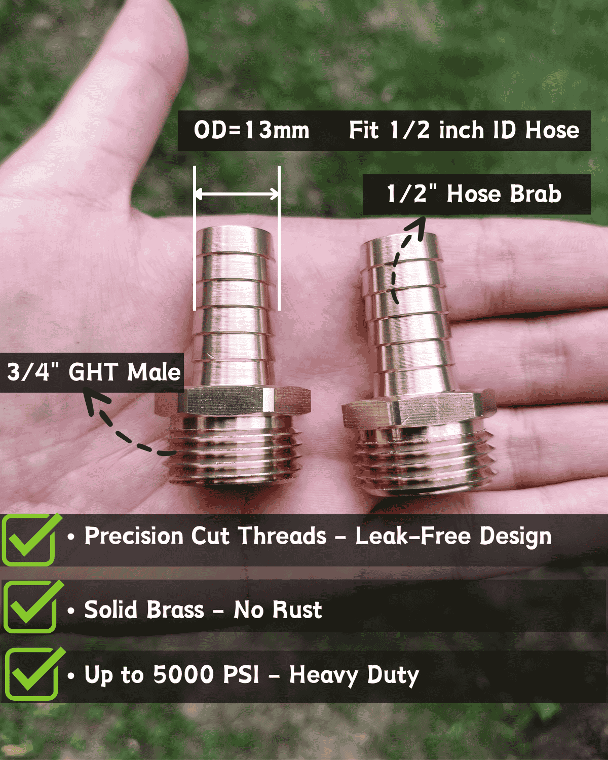 1/2" Barb to GHT Male ( 2 Pack）