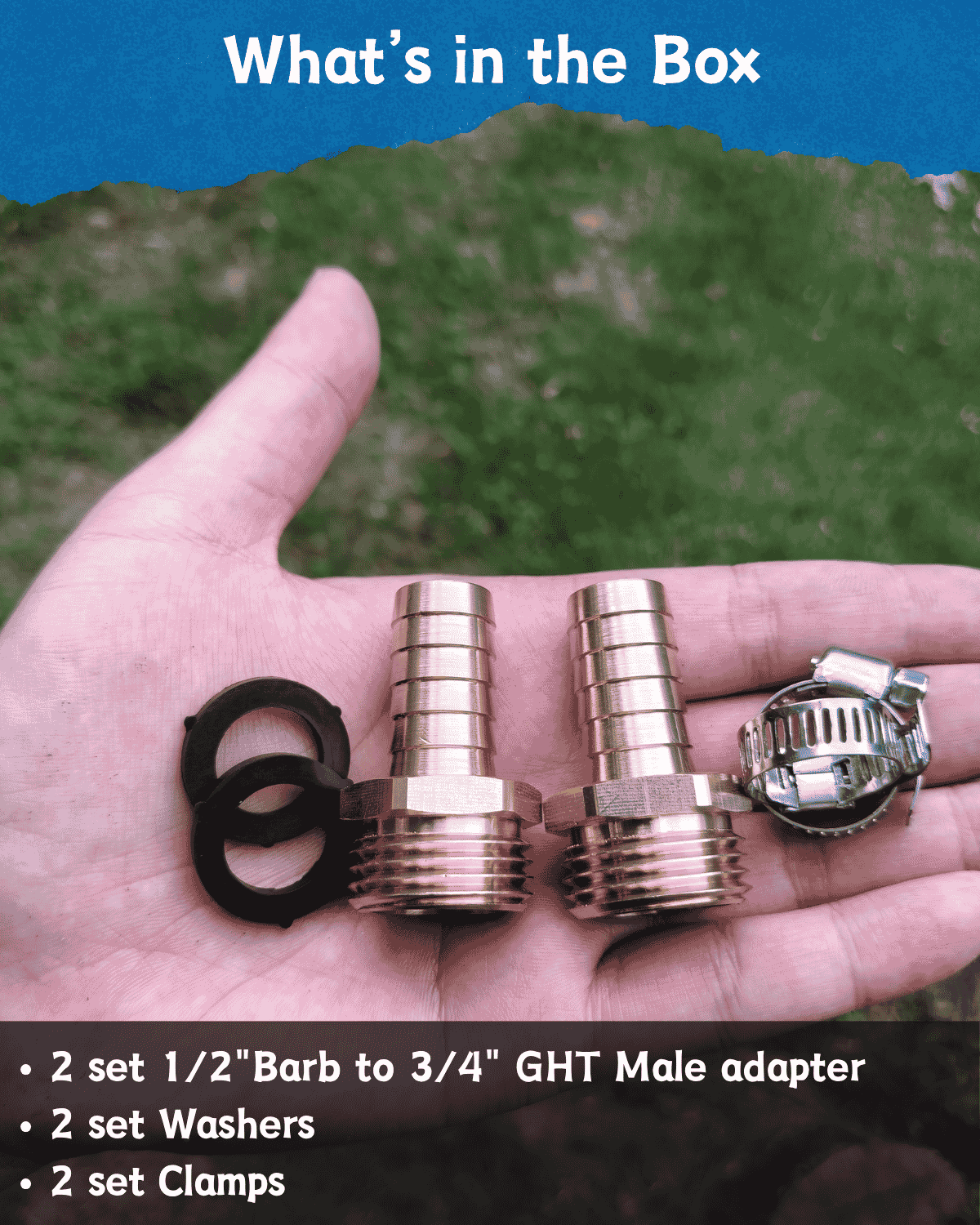 1/2" Barb to GHT Male ( 2 Pack）