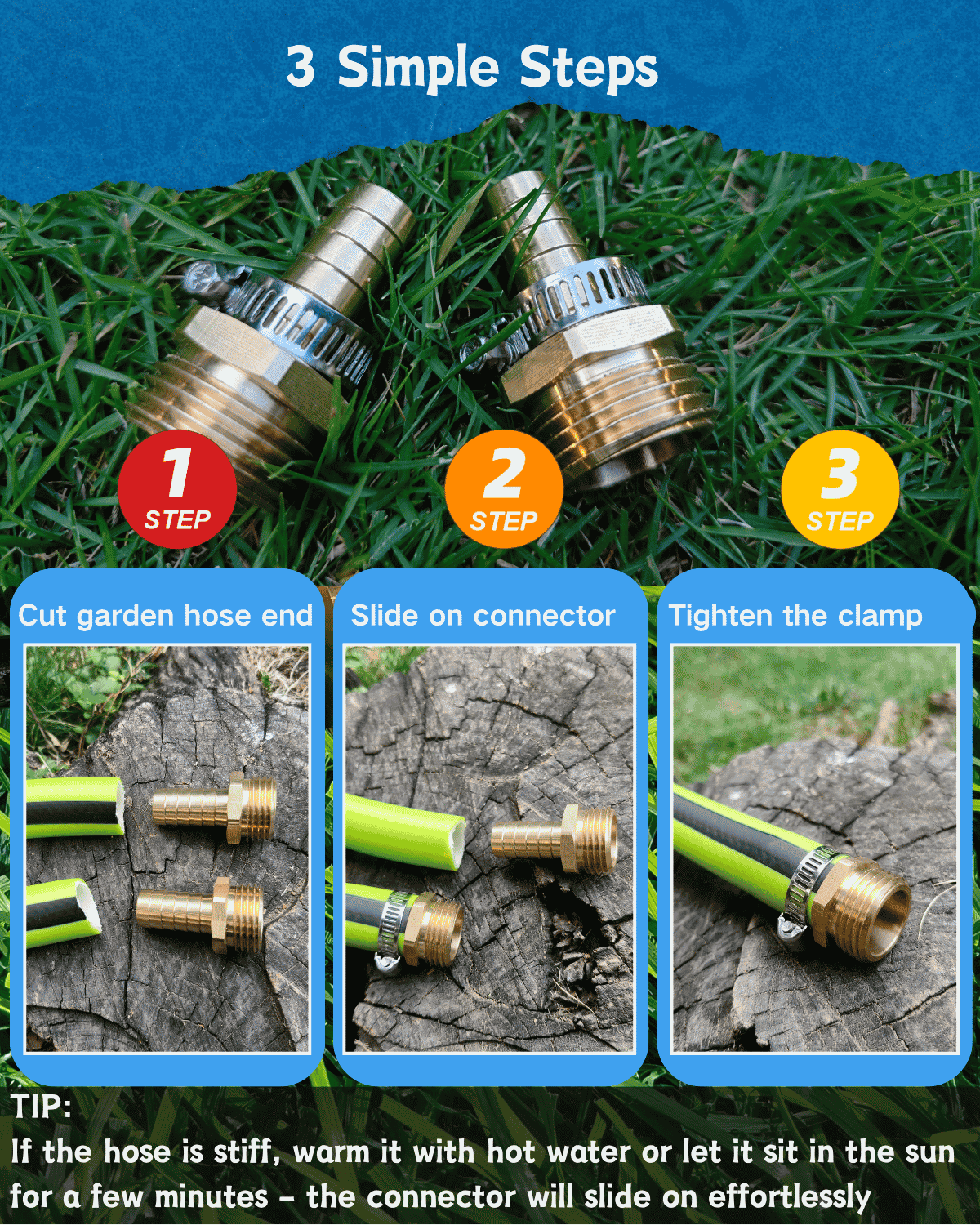 1/2" Barb to GHT Male ( 2 Pack）