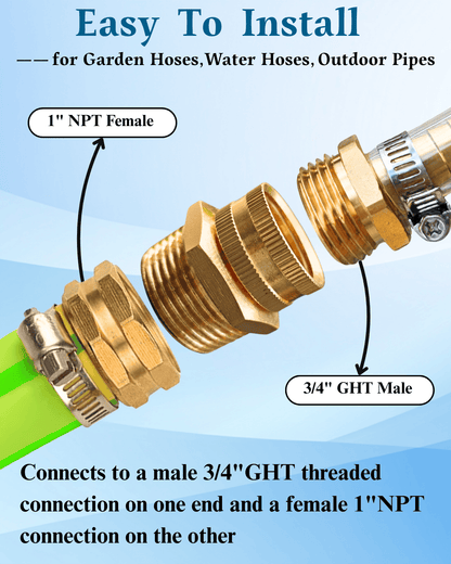 3/4" GHT Female to 1" NPT Male