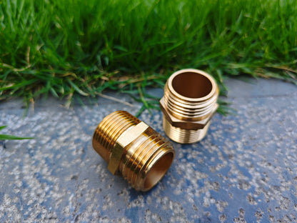 Brass NPT to GHT adapter used for outdoor faucet and water pump