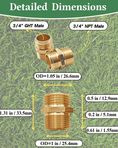 GHT to NPT adapter with precision threads for leak-proof connection