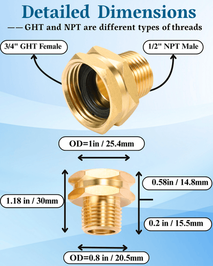 3/4" GHT Female to 1/2" NPT Male
