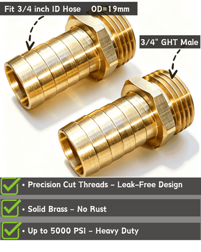3/4" Barb to GHT Male ( 2 Pack）
