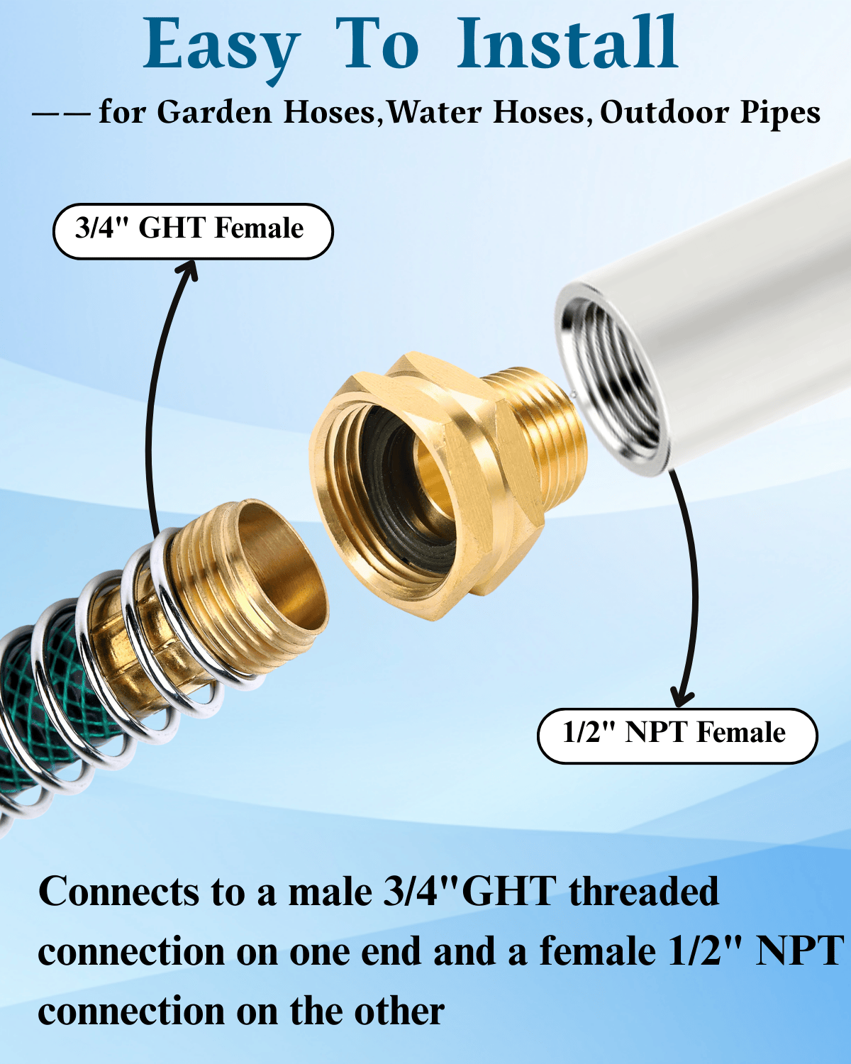 3/4" GHT Female to 1/2" NPT Male