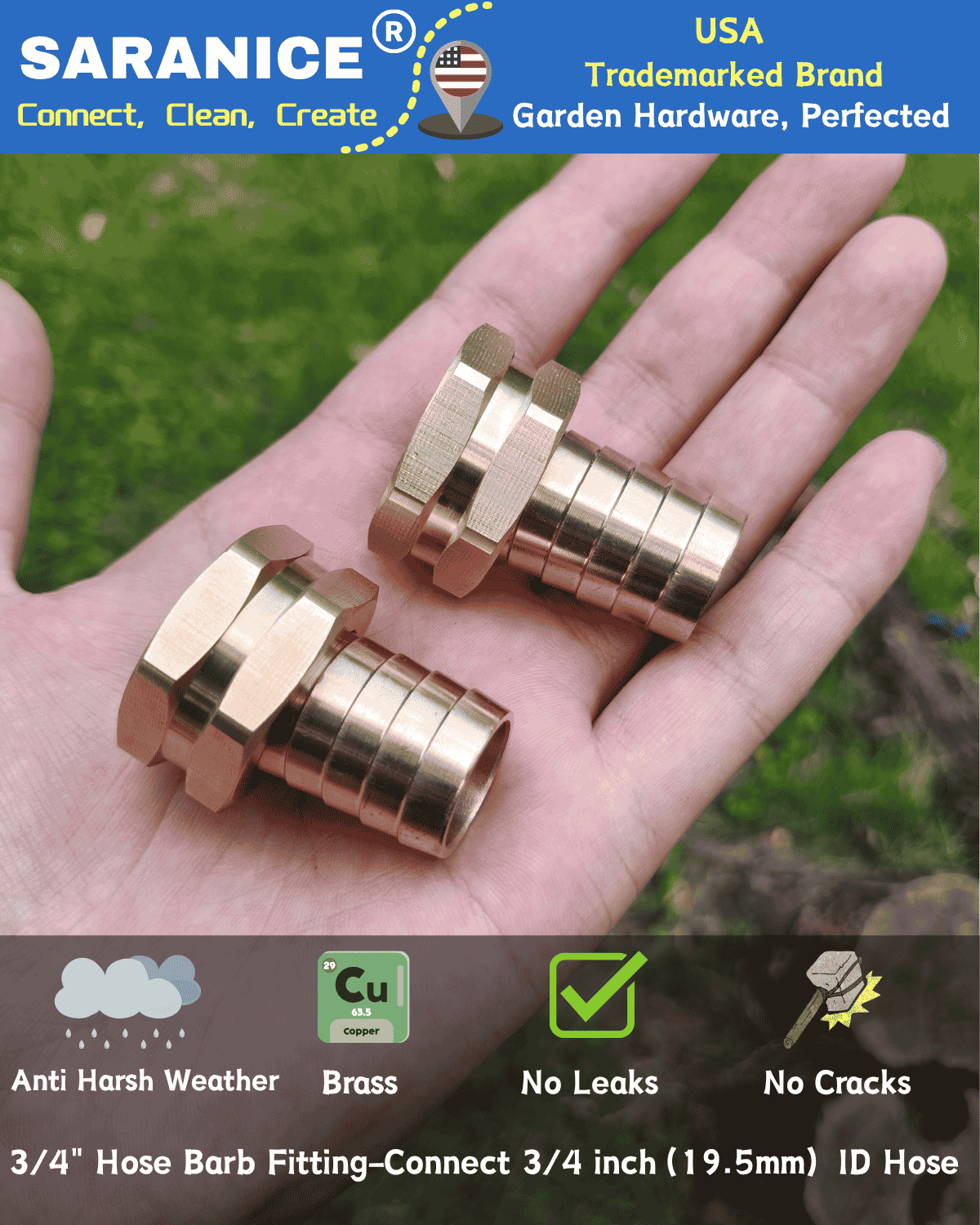 3/4" Barb to GHT Female (2 Pack）