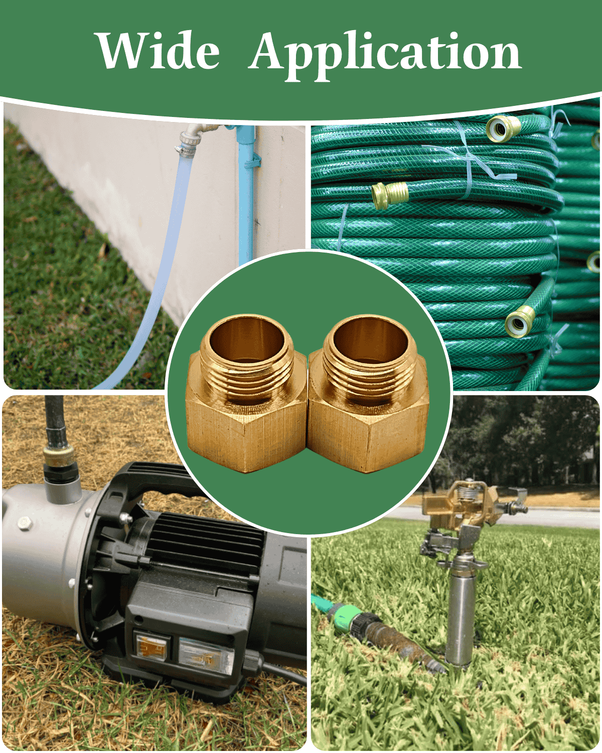 Brass NPT to GHT adapter used for outdoor faucet and water pump