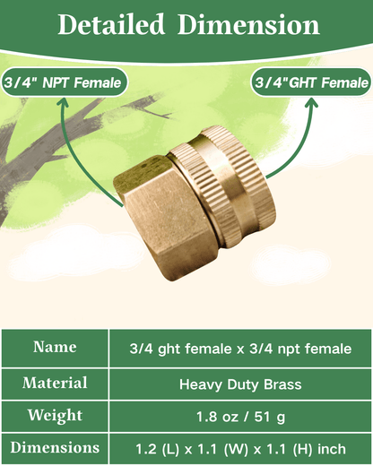 3/4" GHT Female to 3/4" NPT Female