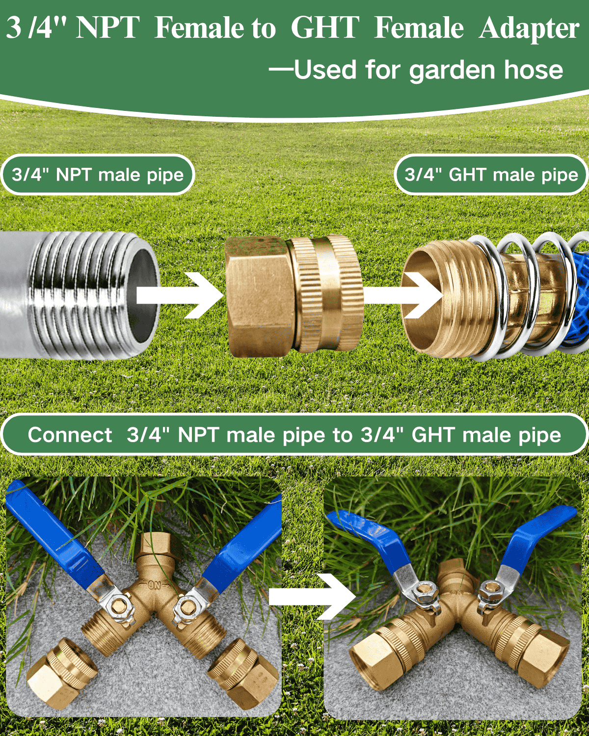 3/4" GHT Female to 3/4" NPT Female