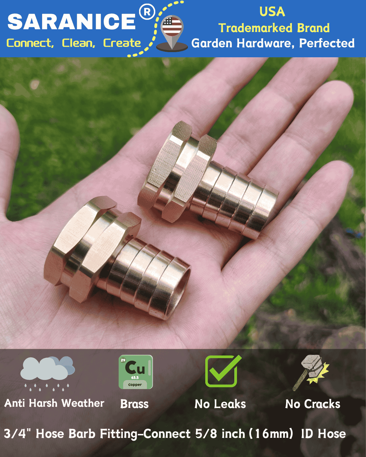 5/8" Barb to GHT Female (2 Pack）