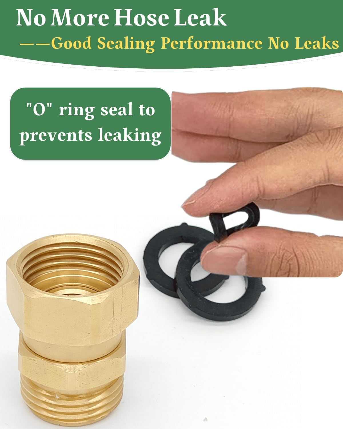 Garden Hose Swivel Adapter Fitting,Pressure Washer Gun Swivel Connector Joint Anti Twisting Fitting,3/4 Ght Female X 3/4 Ghtmale Adapter,Good Sealing Performance with No Leaks,Brass
