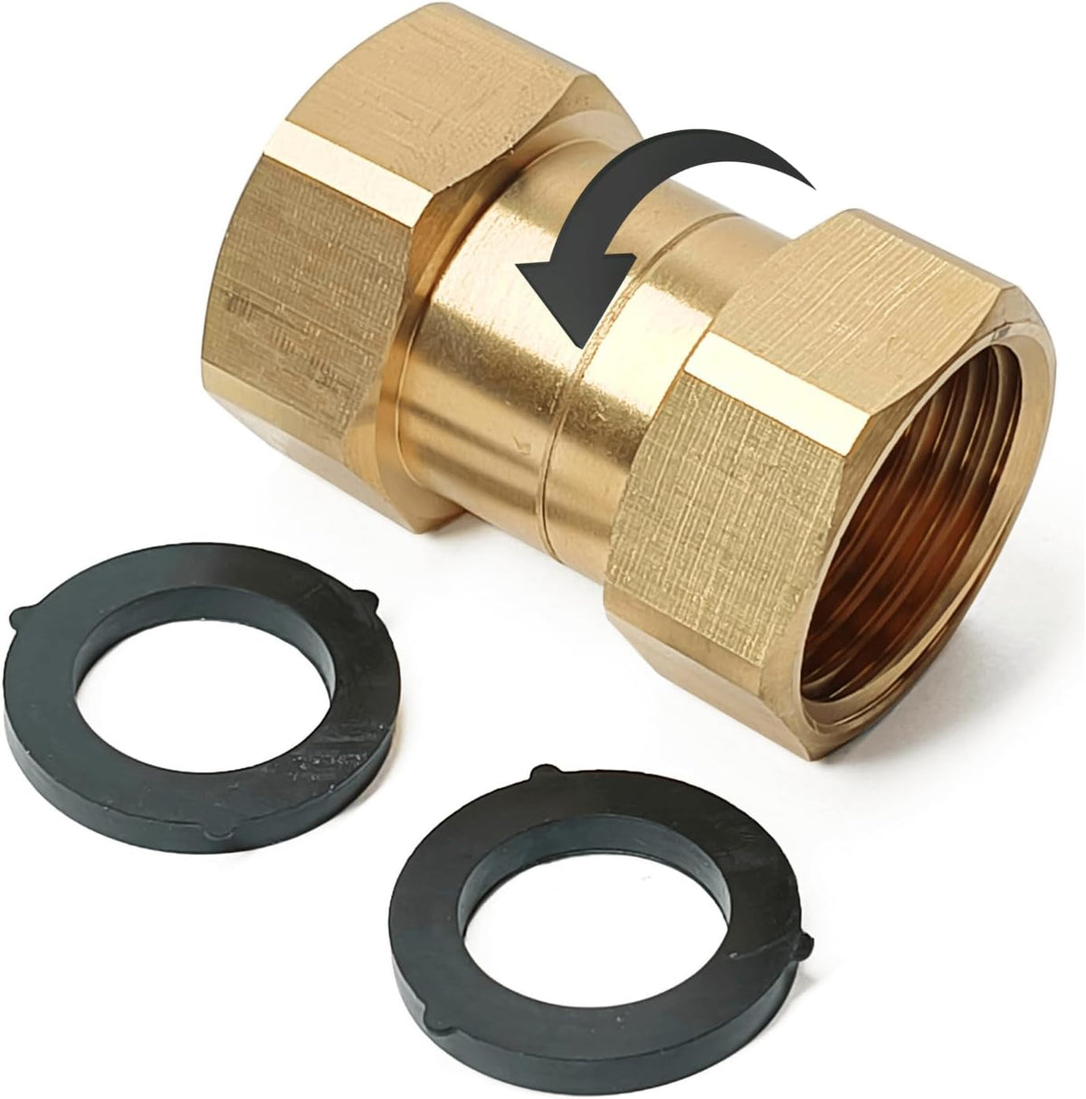 Heavy Duty Brass Garden Hose Female to Female Adapter, 3/4 GHT Double Female Garden Hose Connector, Leak-Proof Design for Garden Watering, Sprinkler System, RV & Pool