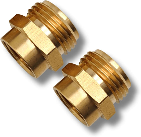 1/2 NPT Female to 3/4 GHT Male Garden Hose Adapter,Female to Male Hose Connector No Leak,Brass Ght to Npt Adapter Suitable for Garden Hoses,Water Hoses, Outdoor Pipes(2 Pack)