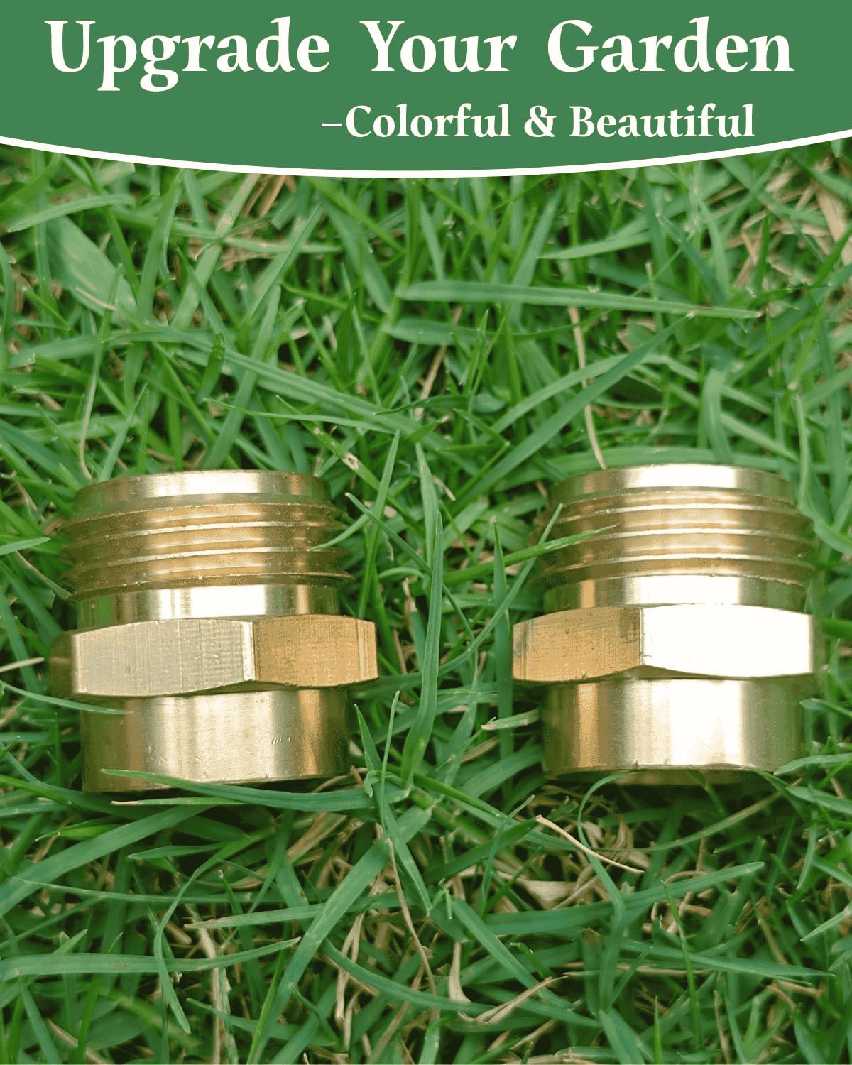 1/2 NPT Female to 3/4 GHT Male Garden Hose Adapter,Female to Male Hose Connector No Leak,Brass Ght to Npt Adapter Suitable for Garden Hoses,Water Hoses, Outdoor Pipes(2 Pack)