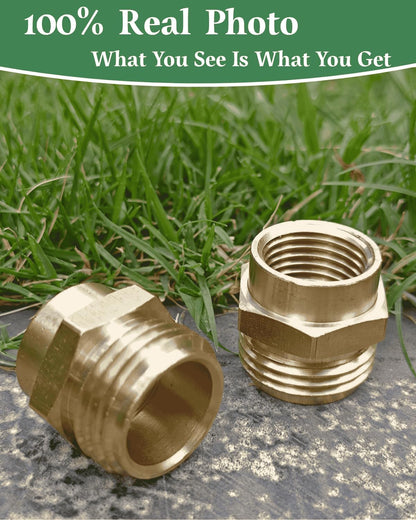 1/2 NPT Female to 3/4 GHT Male Garden Hose Adapter,Female to Male Hose Connector No Leak,Brass Ght to Npt Adapter Suitable for Garden Hoses,Water Hoses, Outdoor Pipes(2 Pack)