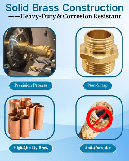 1” NPT Male x 3/4” GHT Male Garden Hose Adapter,Male Hose Connector No Leak,Brass Ght to Npt Adapter Suitable for Shallow Well Pump,Garden Hoses, Water Hoses, Outdoor Pipes(2 Pack)
