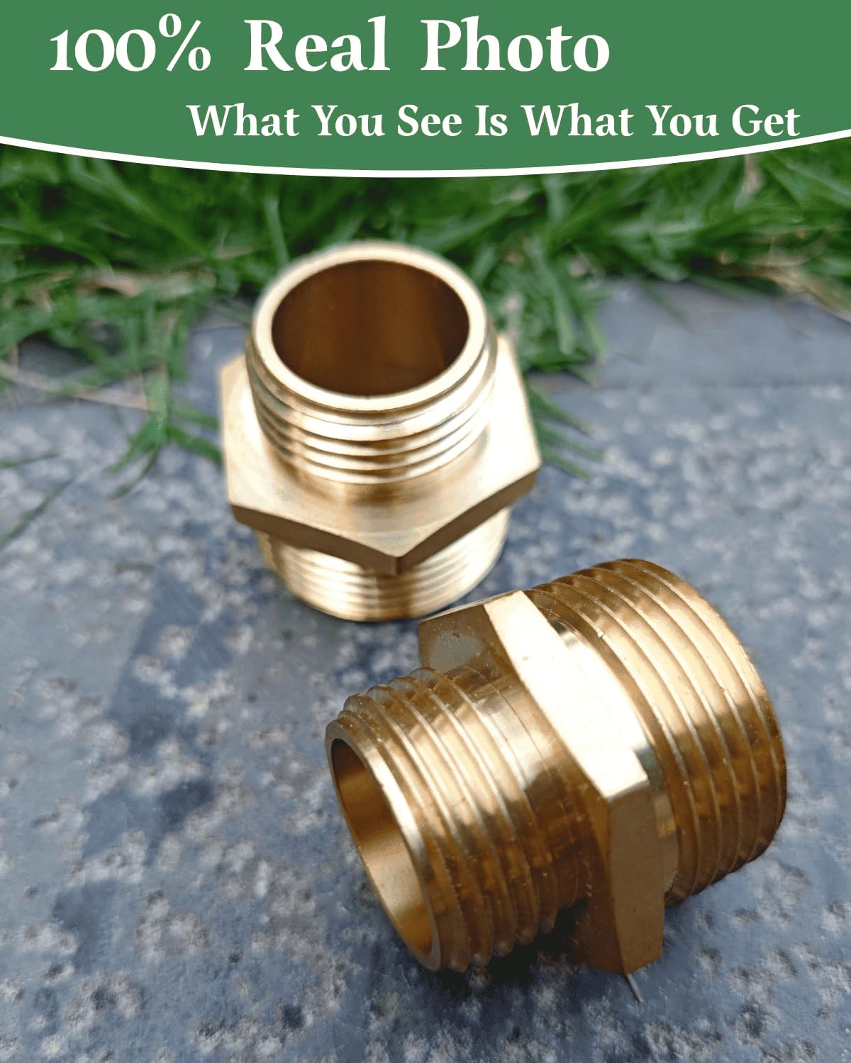 1” NPT Male x 3/4” GHT Male Garden Hose Adapter,Male Hose Connector No Leak,Brass Ght to Npt Adapter Suitable for Shallow Well Pump,Garden Hoses, Water Hoses, Outdoor Pipes(2 Pack)