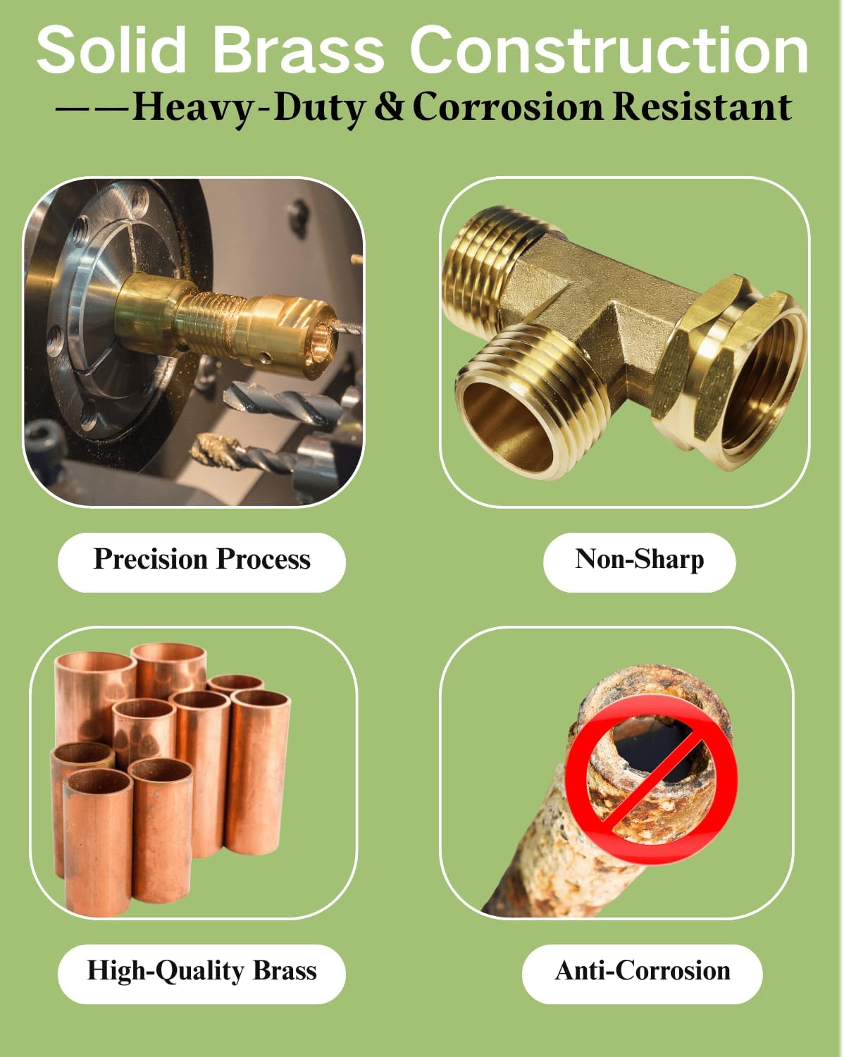 Garden Hose Tee Fitting,3/4" GHT Female-Male -Male 3 Way Swivel Adapter as a Splitter for Watering Hoses and Branching Three Pipes End (Heavy Duty Brass)