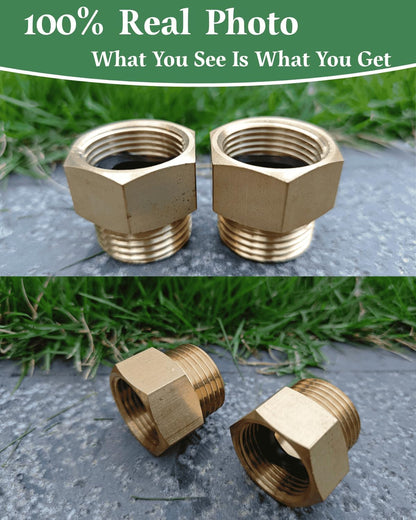 2 Pack 3/4” GHT Male to 3/4” NPT Female Adapter,No Leak,Brass Ght to Npt Adapter Suitable for Garden Hoses,Water Hoses, Outdoor Pipes