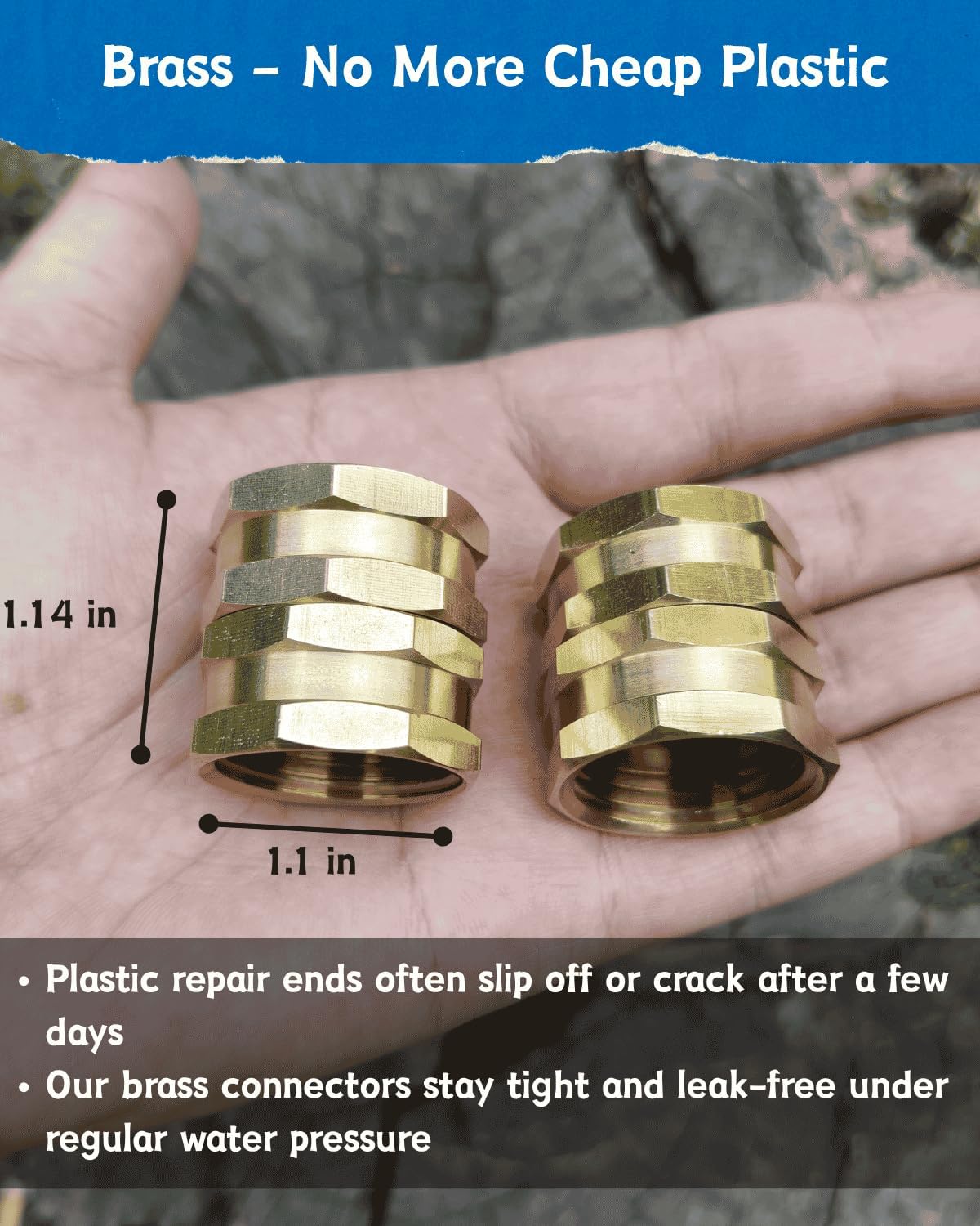 Female to Female Garden Hose Adapter 3/4" Brass Double Female Coupler with Filter Screen - Connect Two Hoses, Repair Broken Hose, Pressure Washer Adapter, Leak Proof (2 Pack)
