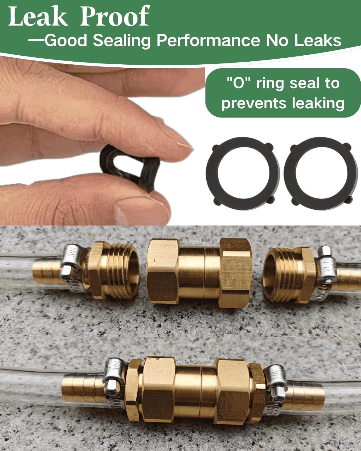 Heavy Duty Brass Garden Hose Female to Female Adapter, 3/4 GHT Double Female Garden Hose Connector, Leak-Proof Design for Garden Watering, Sprinkler System, RV & Pool