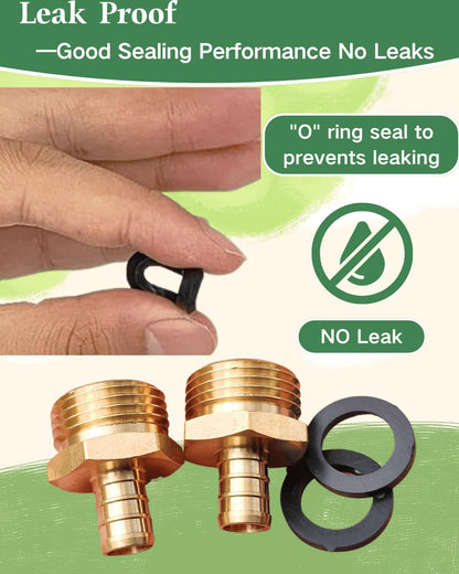 3/4"PEX to 3/4" Garden Hose Male Adapter for PEX-B/C Tubing (2 Pack,Brass) | 2 Pack Heavy-Duty Brass Leak-Proof