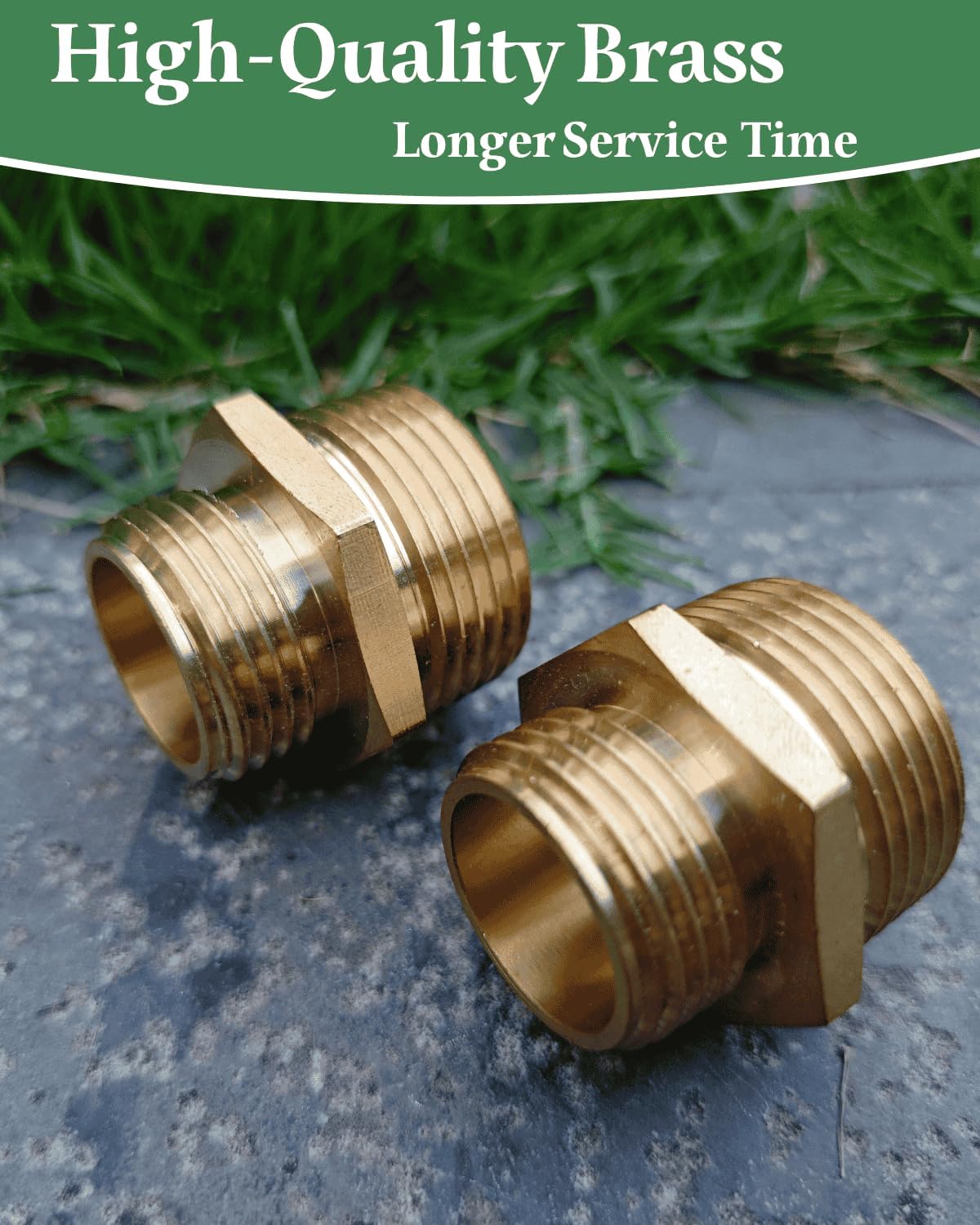 1” NPT Male x 3/4” GHT Male Garden Hose Adapter,Male Hose Connector No Leak,Brass Ght to Npt Adapter Suitable for Shallow Well Pump,Garden Hoses, Water Hoses, Outdoor Pipes(2 Pack)