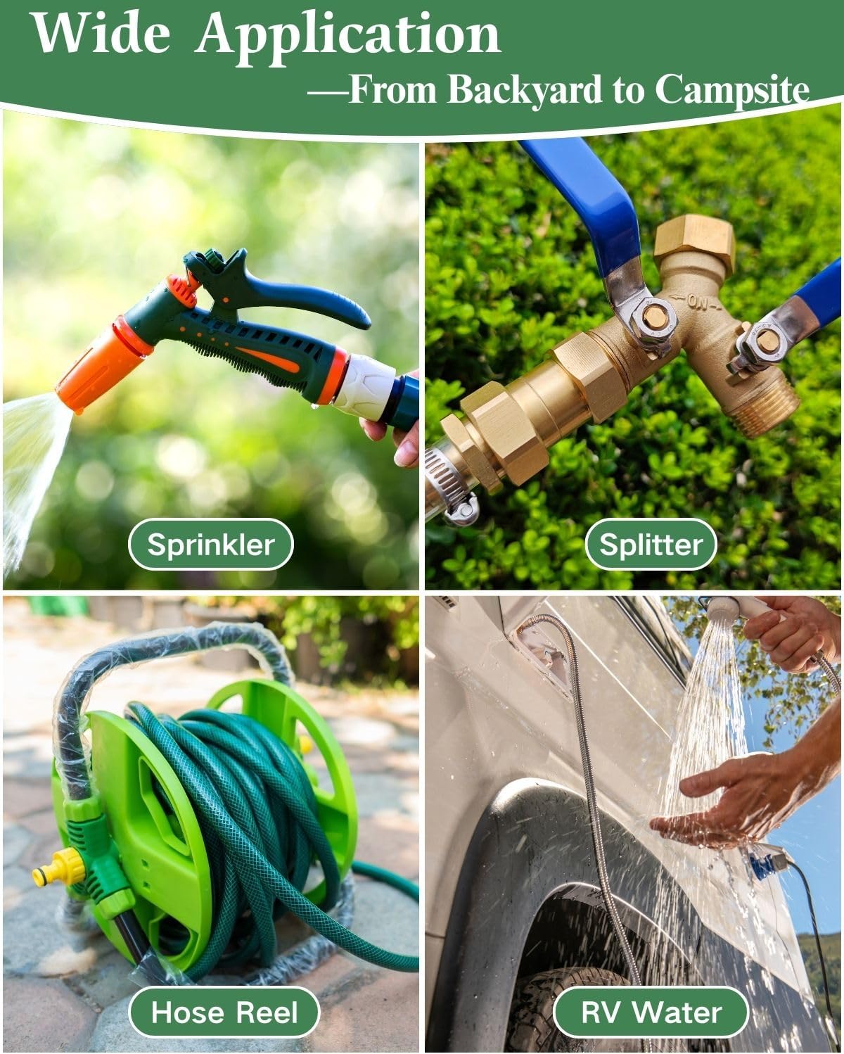 Heavy Duty Brass Garden Hose Female to Female Adapter, 3/4 GHT Double Female Garden Hose Connector, Leak-Proof Design for Garden Watering, Sprinkler System, RV & Pool
