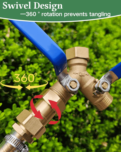 Heavy Duty Brass Garden Hose Female to Female Adapter, 3/4 GHT Double Female Garden Hose Connector, Leak-Proof Design for Garden Watering, Sprinkler System, RV & Pool