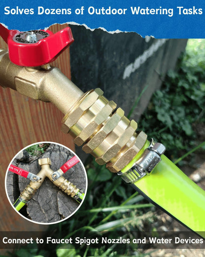 Female to Female Garden Hose Adapter 3/4" Brass Double Female Coupler with Filter Screen - Connect Two Hoses, Repair Broken Hose, Pressure Washer Adapter, Leak Proof (2 Pack)