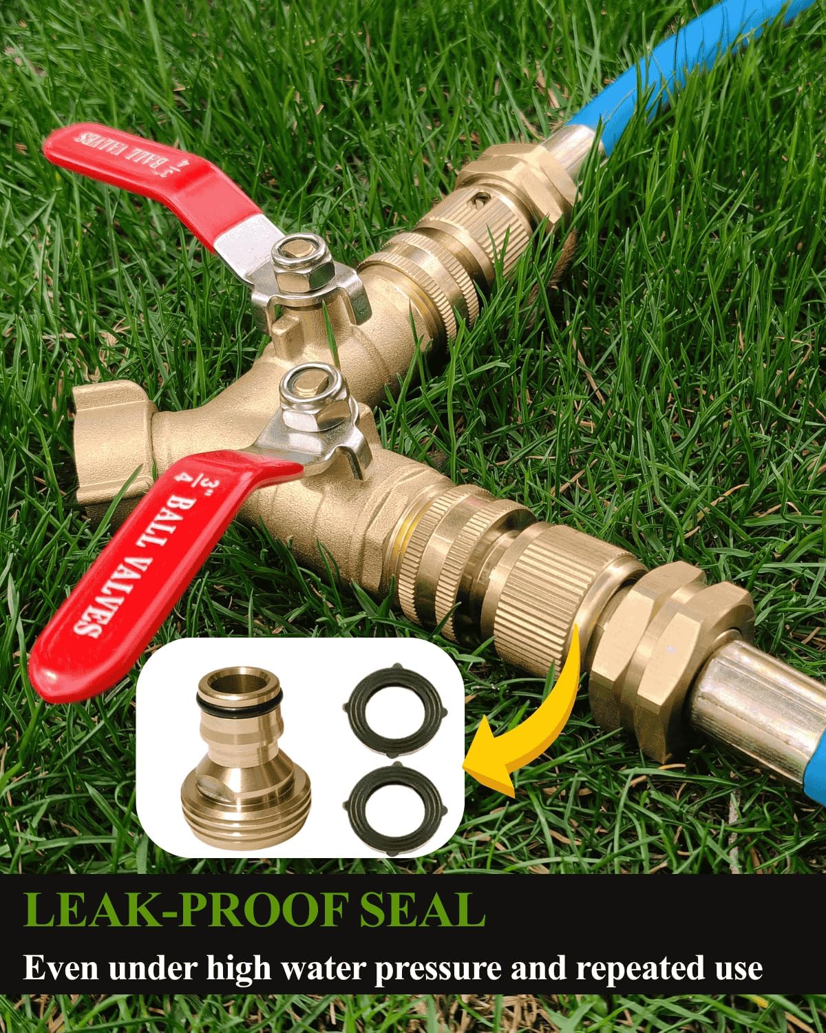 Quick Connect Hose Fittings-3/4 GHT Connection and Disconnection for Garden Hoses, Nozzles, Spigot and Sprinklers(Brass,2 Pack