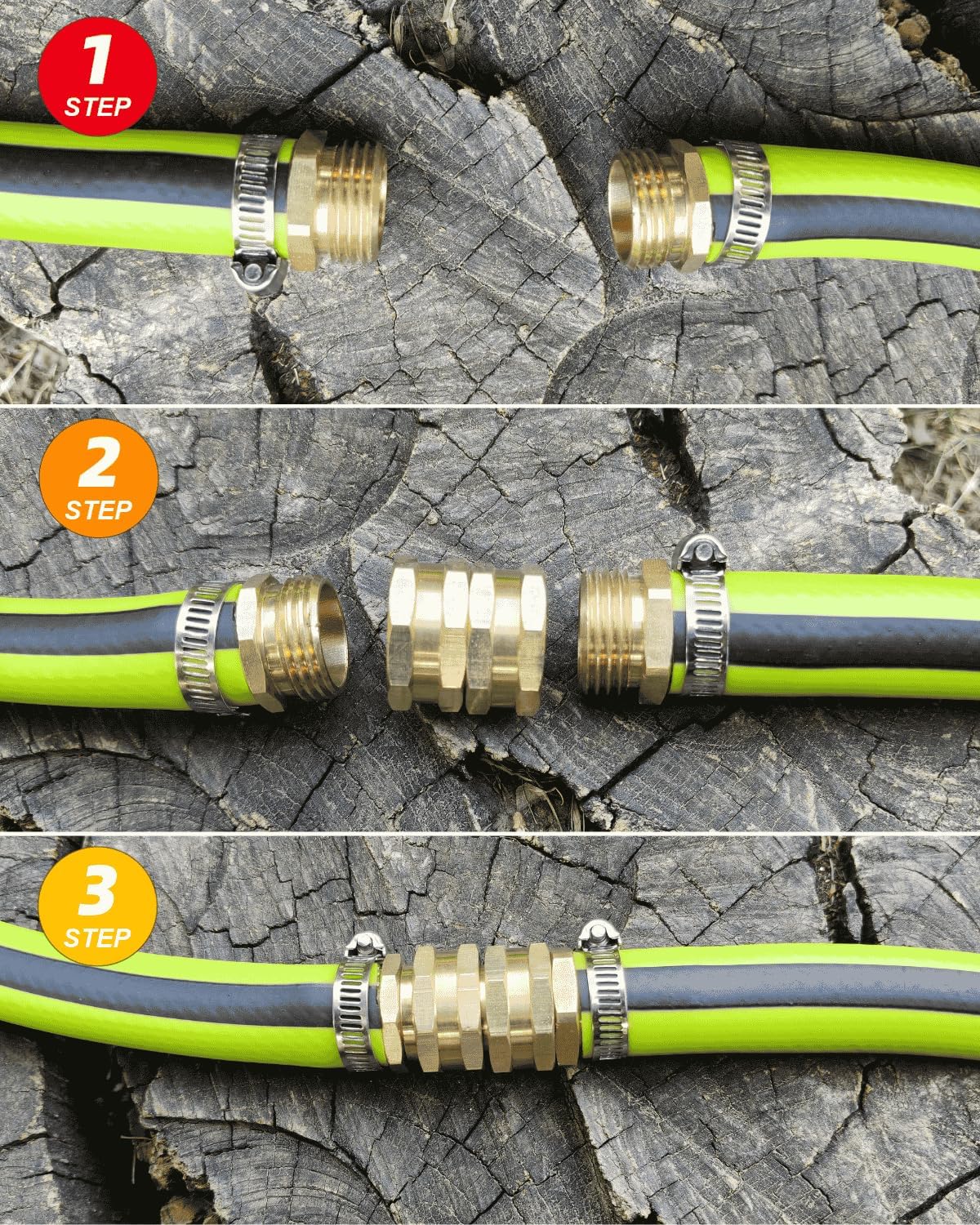 Female to Female Garden Hose Adapter 3/4" Brass Double Female Coupler with Filter Screen - Connect Two Hoses, Repair Broken Hose, Pressure Washer Adapter, Leak Proof (2 Pack)