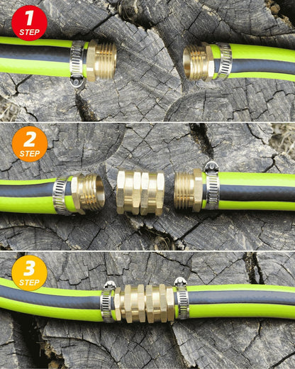 Female to Female Garden Hose Adapter 3/4" Brass Double Female Coupler with Filter Screen - Connect Two Hoses, Repair Broken Hose, Pressure Washer Adapter, Leak Proof (2 Pack)