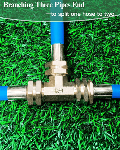 Garden Hose Tee Fitting,3/4" GHT Female-Male -Male 3 Way Swivel Adapter as a Splitter for Watering Hoses and Branching Three Pipes End (Heavy Duty Brass)