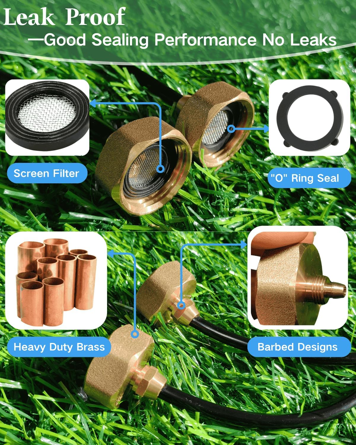Garden Hose to 1/4" Tubing Adapter,Convert 3/4" Female Hose Bib to 1/4" Tubing, 3/4" to 1/4" Water Adapter Brass Fittings with Washers for Garden Irrigation, Misting System