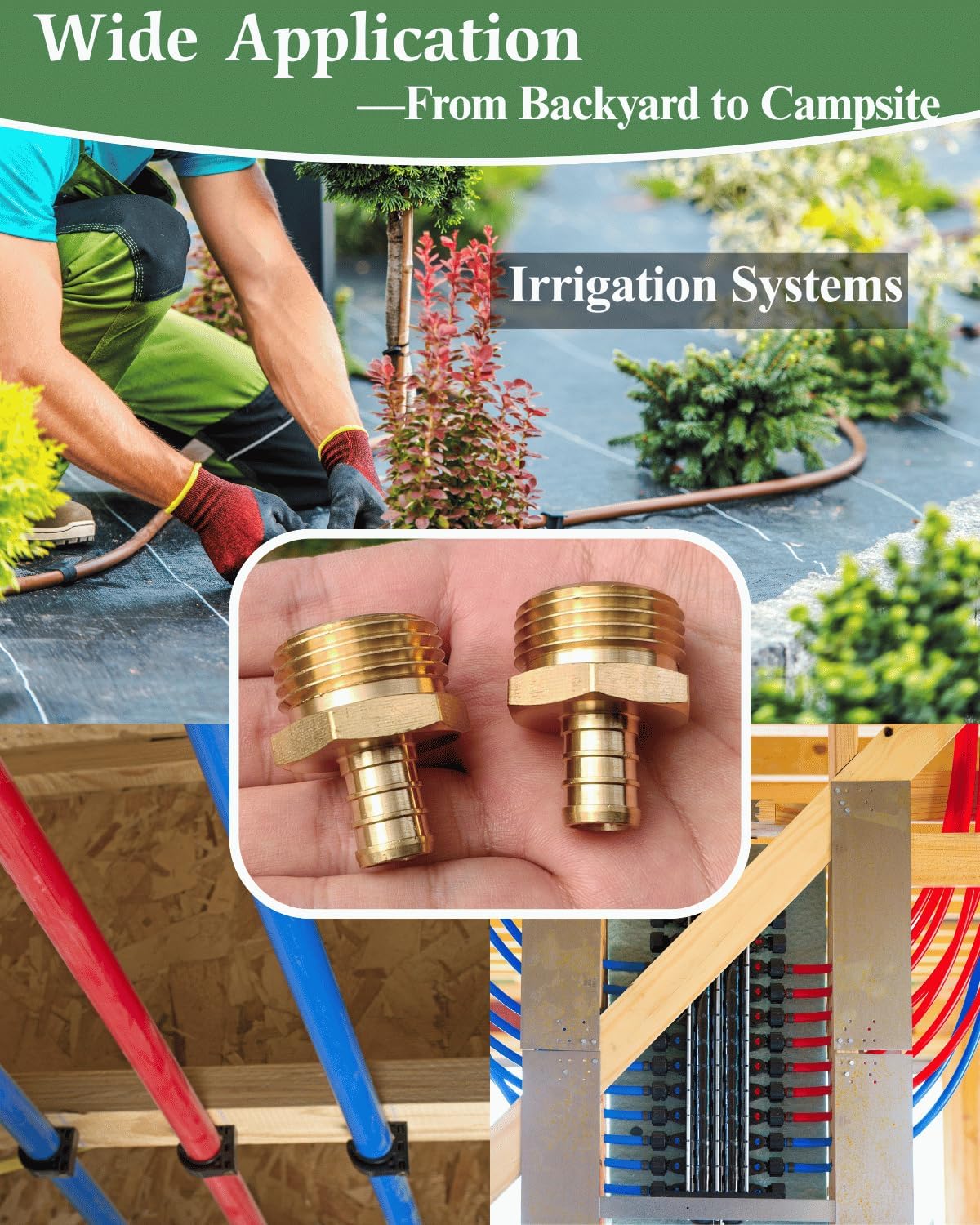 3/4"PEX to 3/4" Garden Hose Male Adapter for PEX-B/C Tubing (2 Pack,Brass) | 2 Pack Heavy-Duty Brass Leak-Proof