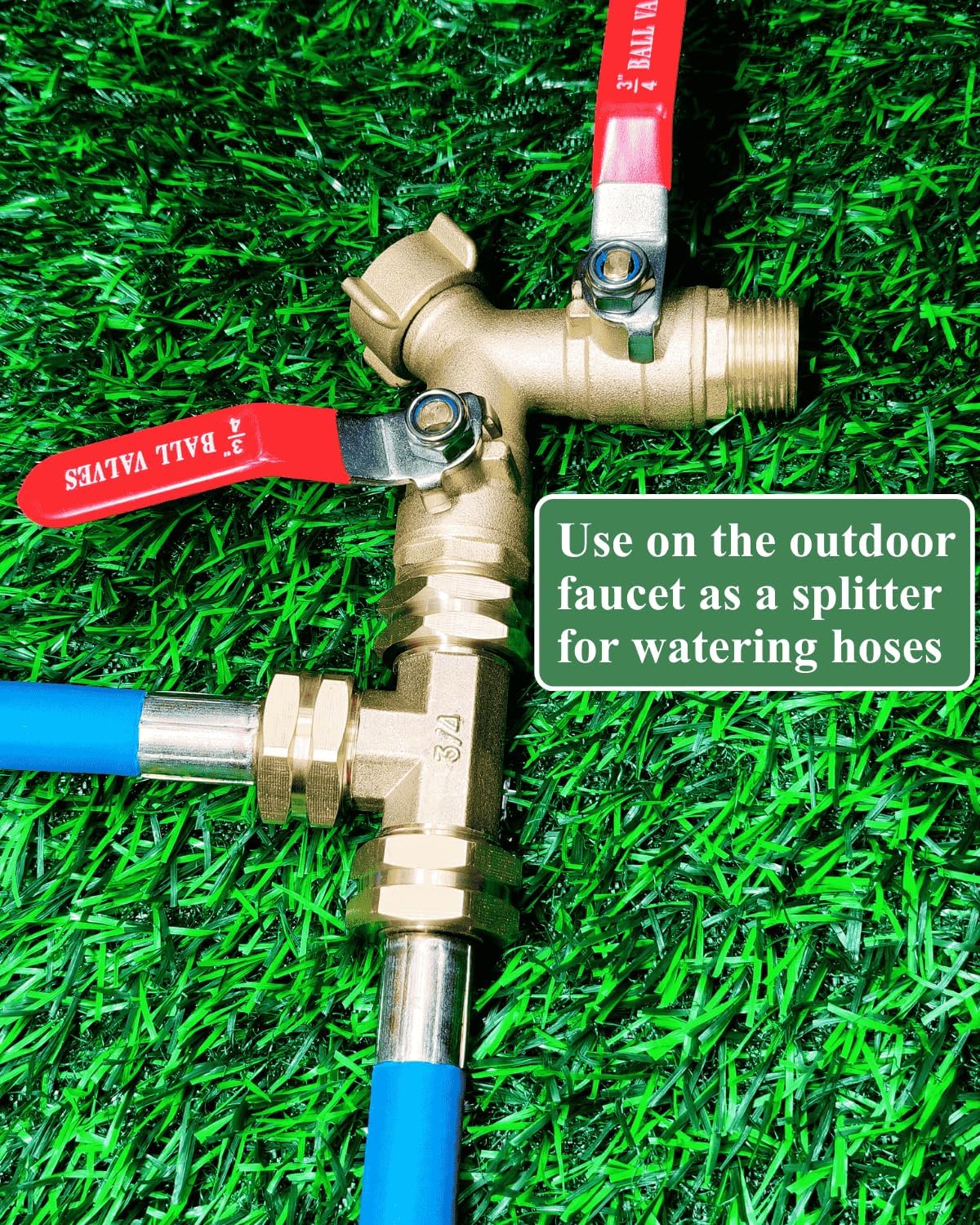 Garden Hose Tee Fitting,3/4" GHT Female-Male -Male 3 Way Swivel Adapter as a Splitter for Watering Hoses and Branching Three Pipes End (Heavy Duty Brass)
