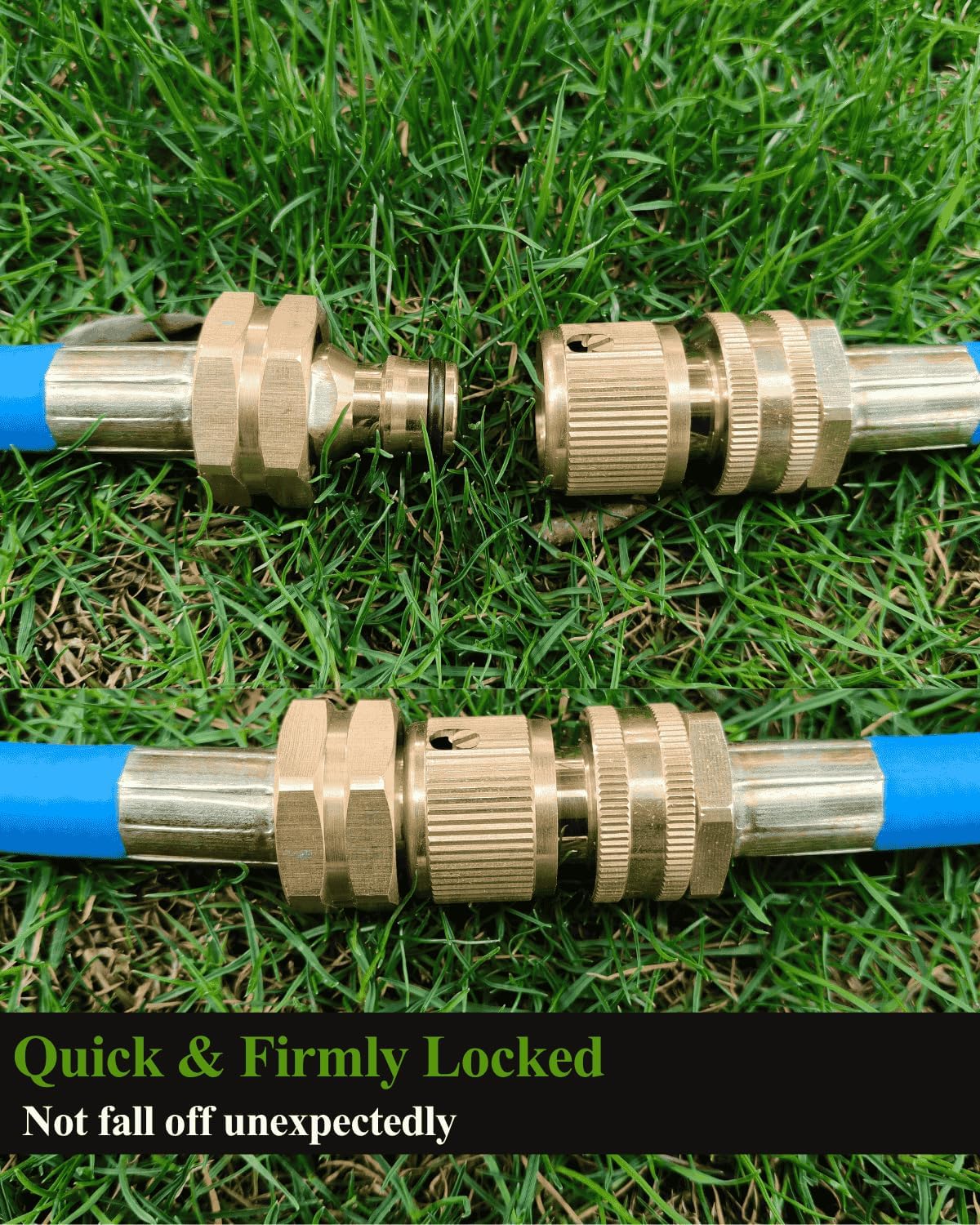 Quick Connect Hose Fittings-3/4 GHT Connection and Disconnection for Garden Hoses, Nozzles, Spigot and Sprinklers(Brass,2 Pack