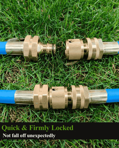 Quick Connect Hose Fittings-3/4 GHT Connection and Disconnection for Garden Hoses, Nozzles, Spigot and Sprinklers(Brass,2 Pack
