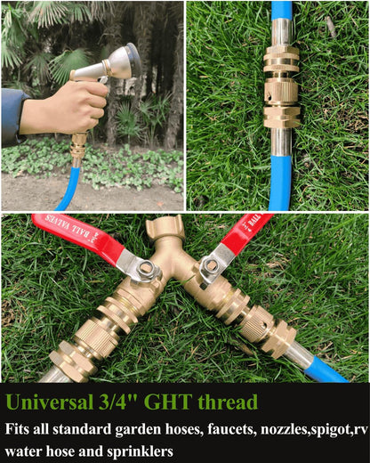Quick Connect Hose Fittings-3/4 GHT Connection and Disconnection for Garden Hoses, Nozzles, Spigot and Sprinklers(Brass,2 Pack