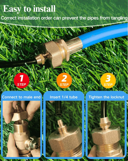 Garden Hose to 1/4" Tubing Adapter,Convert 3/4" Female Hose Bib to 1/4" Tubing, 3/4" to 1/4" Water Adapter Brass Fittings with Washers for Garden Irrigation, Misting System