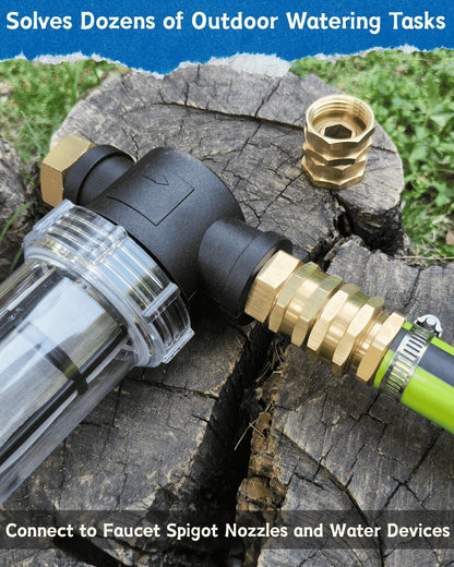 Female to Female Garden Hose Adapter 3/4" Brass Double Female Coupler with Filter Screen - Connect Two Hoses, Repair Broken Hose, Pressure Washer Adapter, Leak Proof (2 Pack)