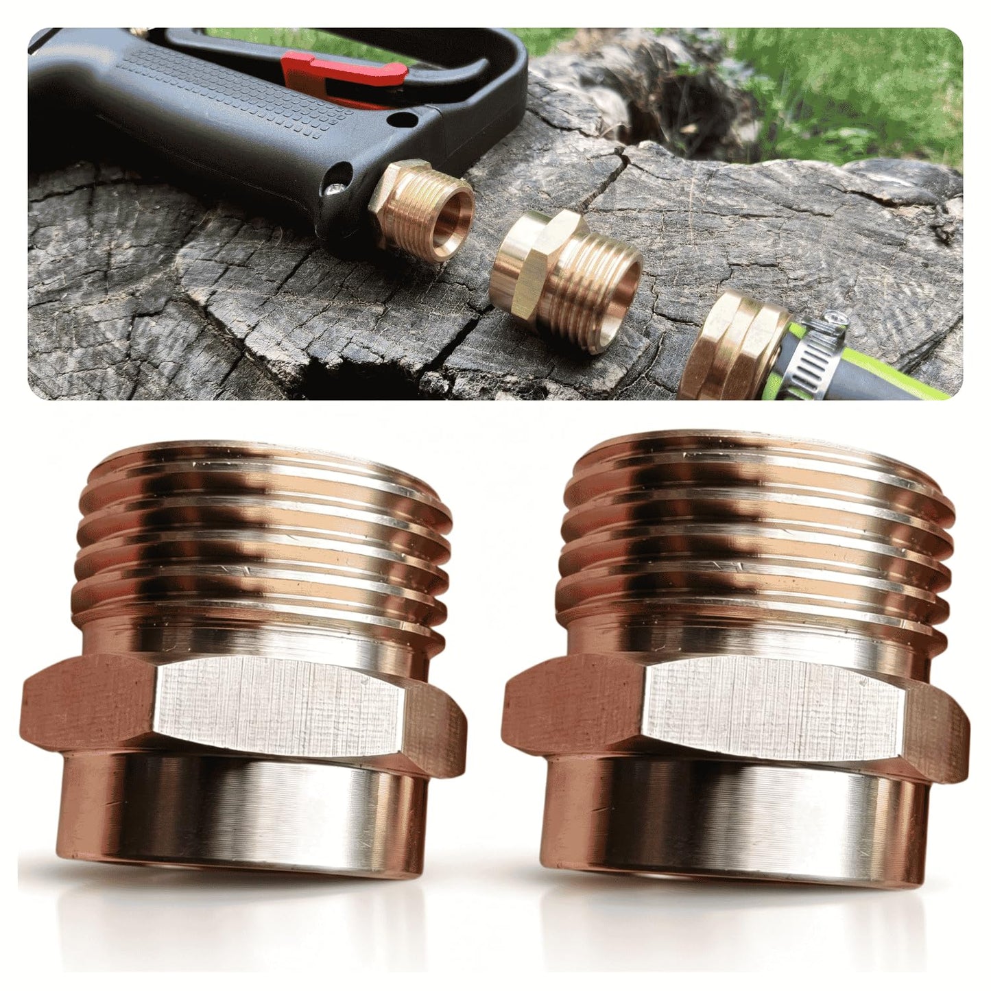 Garden Hose to Pressure Washer Adapter,M22 Female to 3/4 Garden Hose Female Attachment (Brass,2 Pack)