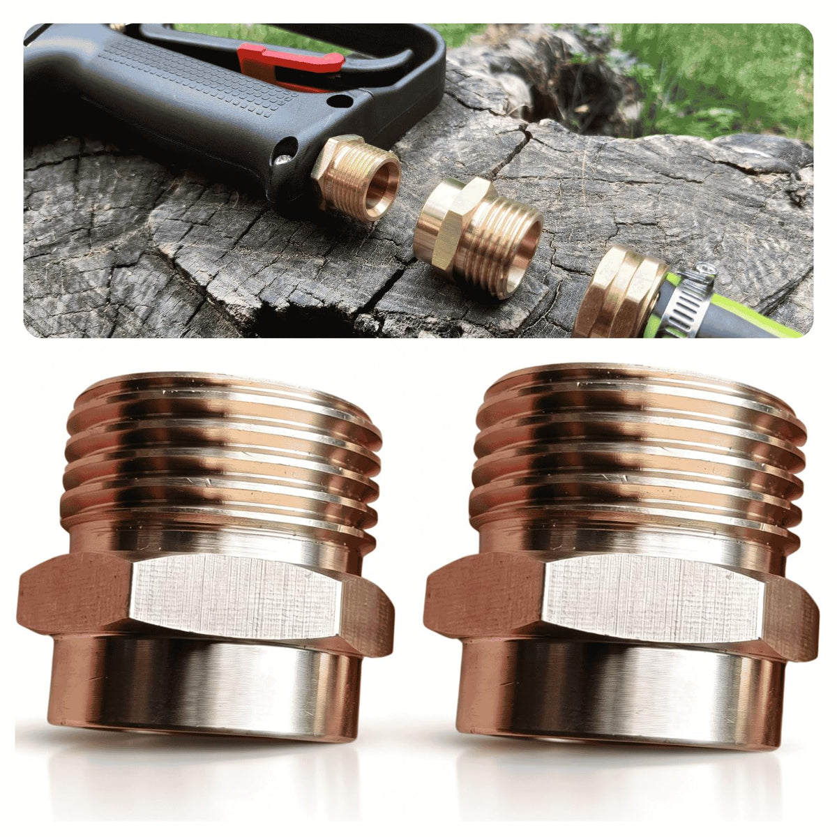 Garden Hose to Pressure Washer Adapter,M22 Female to 3/4 Garden Hose Female Attachment (Brass,2 Pack)