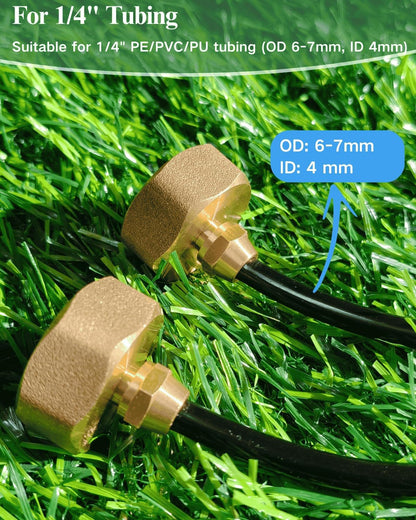 Garden Hose to 1/4" Tubing Adapter,Convert 3/4" Female Hose Bib to 1/4" Tubing, 3/4" to 1/4" Water Adapter Brass Fittings with Washers for Garden Irrigation, Misting System