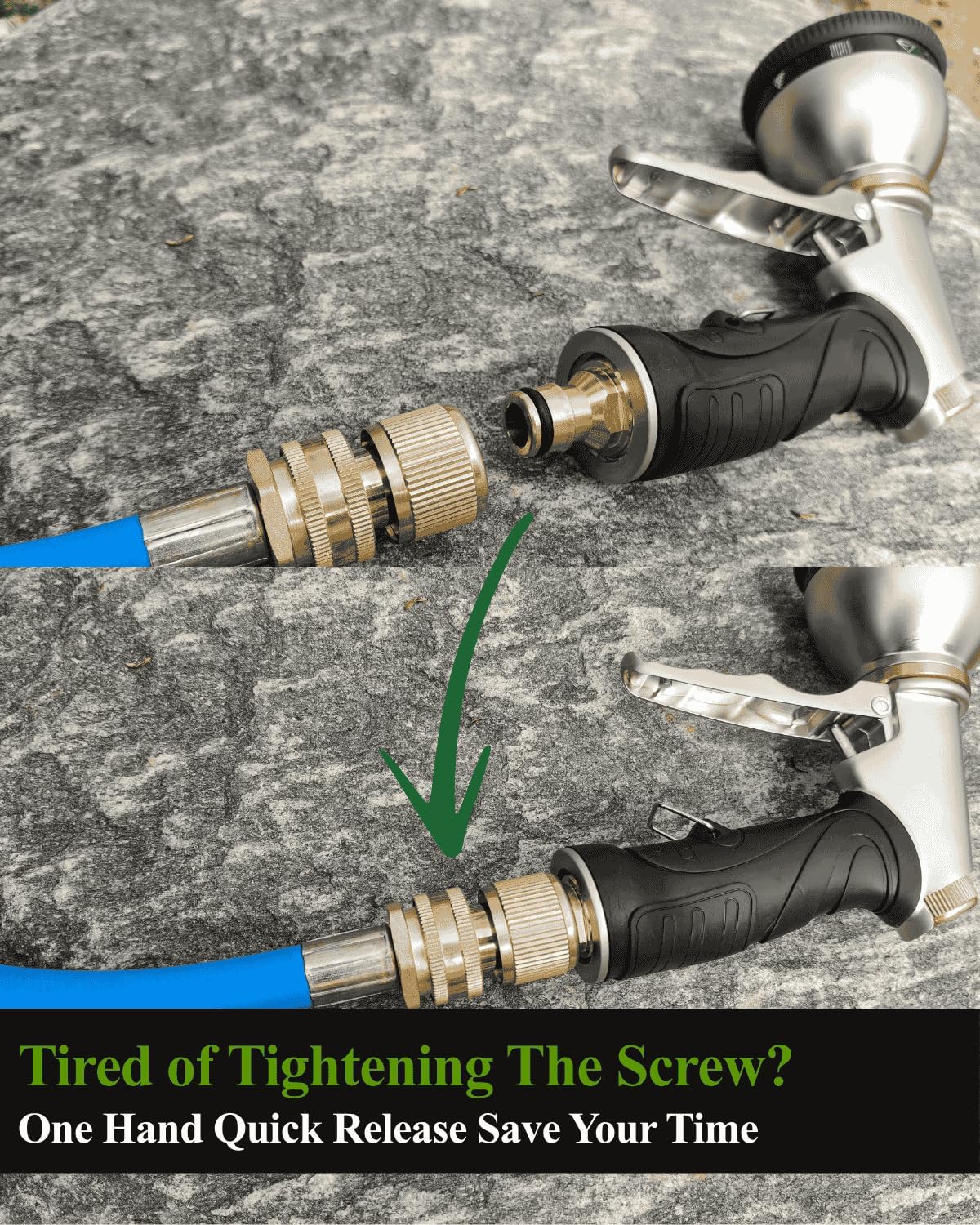 Quick Connect Hose Fittings-3/4 GHT Connection and Disconnection for Garden Hoses, Nozzles, Spigot and Sprinklers(Brass,2 Pack