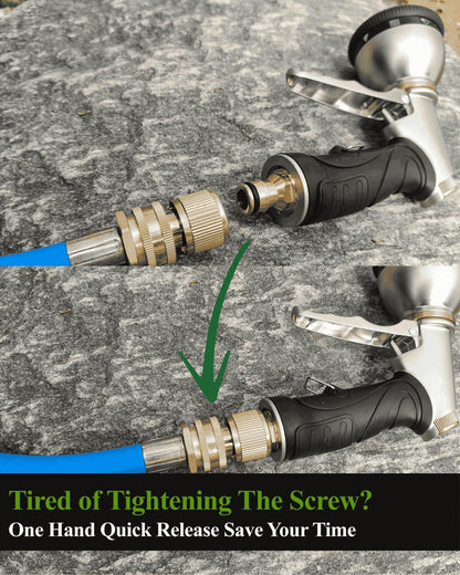 Quick Connect Hose Fittings-3/4 GHT Connection and Disconnection for Garden Hoses, Nozzles, Spigot and Sprinklers(Brass,2 Pack