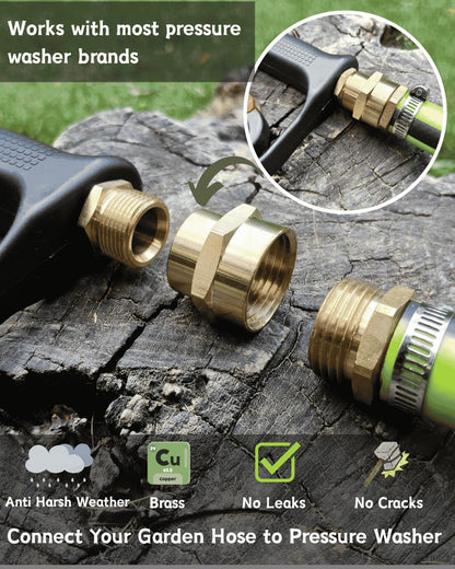 Garden Hose to Pressure Washer Adapter,M22 Female to 3/4 Garden Hose Female Attachment (Brass,2 Pack)